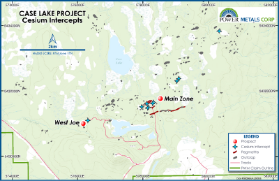 Figure 1 – Location of Power Metals Case Lake Cesium Project, Maiden Inferred Mineral Resource Estimate at West Joe (CNW Group/Power Metals Corp.)