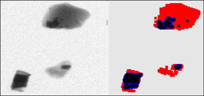 Figure 3 – X-Ray Image from Tomra displaying dark zones of high density/grade pollucite containing cesium oxide (CNW Group/Power Metals Corp.)