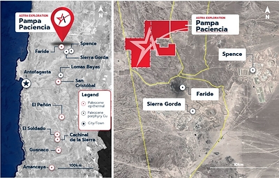 Figure 3: Location of the Pampa Paciencia Project in the Paleocene Belt of Northern Chile. (CNW Group/Astra Exploration Limited)