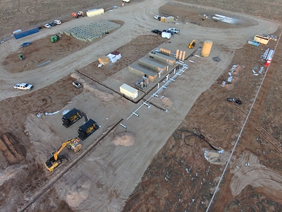 The processing equipment and solar panels are beginning to arrive at the McCauley Helium Processing Facility and the final electrical and tie-in piping can be run over the next few weeks. (CNW Group/Desert Mountain Energy Corp.)