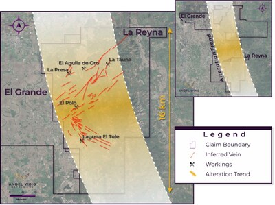 Figure 2. El Grande and La Reyna’s conceptual alteration trend (CNW Group/Angel Wing Metals Inc.)