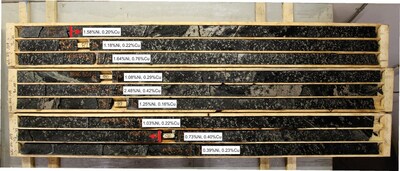 Figure 1: WG-24-109 mineralized drill intersections from 85.5 to 96.0 metres grading 1.46% Ni, 0.32% Cu. See Table 1 for results. (CNW Group/SPC Nickel Corp.)