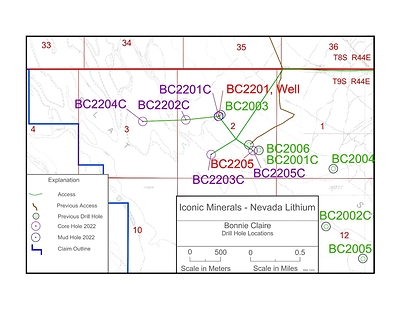 Figure 1: Drill hole locations at Bonnie Claire (CNW Group/Nevada Lithium Resources Inc)