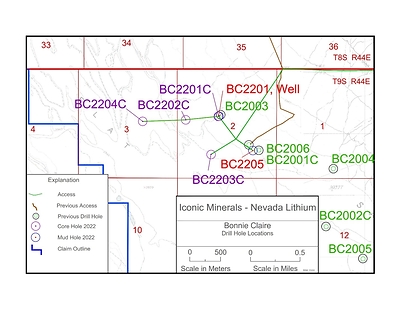 Figure 1: Drill hole locations at Bonnie Claire (CNW Group/Nevada Lithium Resources Inc)