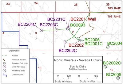 Figure 2: Drill hole plan map – southern area of Property (courtesy Iconic Minerals) (CNW Group/Nevada Lithium Resources Inc)