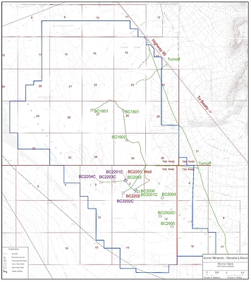 Figure 1: Drill hole plan map – Property scale (courtesy Iconic Minerals) (CNW Group/Nevada Lithium Resources Inc)