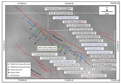 Figure 1: Summary of recent assays results (shown blue) for Panuco North. (CNW Group/Zacatecas Silver Corp.)