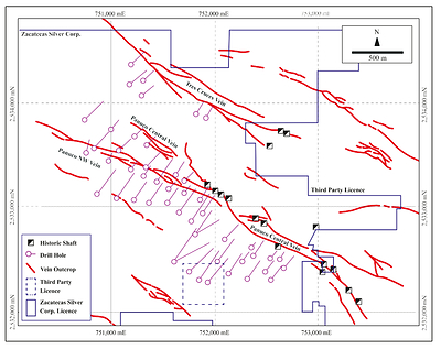 Figure 1.  Map of Panuco Deposit (CNW Group/Zacatecas Silver Corp.)