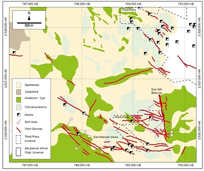 Figure 1 – San Gill-San Manuel Vein System (CNW Group/Zacatecas Silver Corp.)