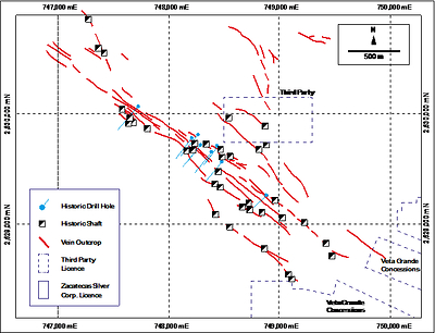 Figure 1 El Cristo Vein System (CNW Group/Zacatecas Silver Corp.)