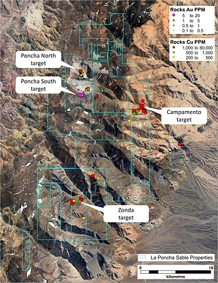 Figure 1. Location of new targets within the La Poncha land package. (CNW Group/Sable Resources Ltd.)