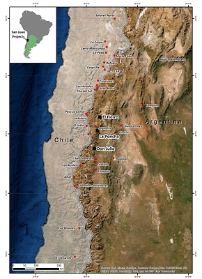 Figure 1. Location of the Don Julio, La Poncha and El Fierro prospects with respect to other porphyry copper deposits and prospects in western Argentina and contiguous parts of Chile. (CNW Group/Sable Resources Ltd.)