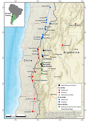 Figure 1. Location Sable's projects within the Miocene Mineral Belt of San Juan Argentina. (CNW Group/Sable Resources Ltd.)