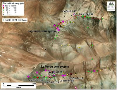 Figure 1. Location of Lagunitas zone with respect to La Verde zone (CNW Group/Sable Resources Ltd.)