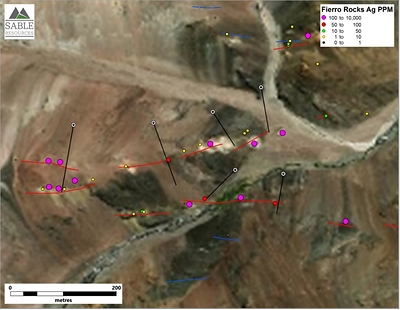 Figure 2. Proposed drill hole locations for El Fierro Alto (CNW Group/Sable Resources Ltd.)