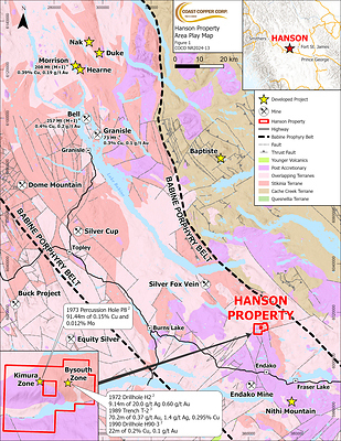 COCO NR24-13 Figure 1: Hanson Property (CNW Group/Coast Copper Corp.)