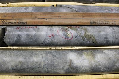 Figure 2:  VG clot in NT20-175 @ 86.35m (CNW Group/Trillium Gold Mines Inc.)