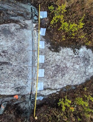 Figure 2 : Channel Sample of the West Outcrop (CNW Group/Comet Lithium Corporation)