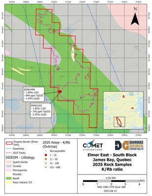 Figure 4: Elmer East – Map of K/Rb Ratios (CNW Group/Comet Lithium Corp.)