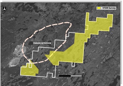 Figure 1: Troilus East Property Showing Planned Airborne VTEM Survey (CNW Group/Comet Lithium Corp.)