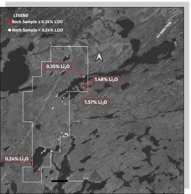 Figure 7: Collected rock samples with Li2O anomalies (CNW Group/Comet Lithium Corporation)