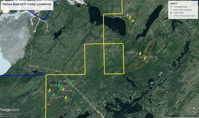 Troilus East Drill Collar Locations (CNW Group/X-Terra Resources Inc.)