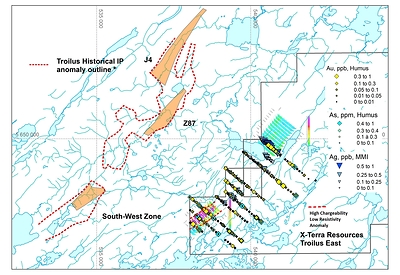 X-Terra's Troilus East Property IP Survey (CNW Group/X-Terra Resources Inc.)