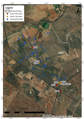Location of drillholes overlain on satellite imagery (CNW Group/ZEB Nickel Corp.)