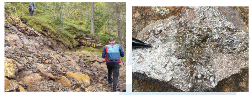 Figure 5: Cross section at Bruvann Mine through C-C’
(Figure 2) viewed east and showing historical, pre-mining
drilling.