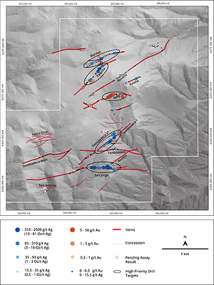 Figure 1 – All Channel Sample Gold and Silver Assays Collected at Santas Gloria Jose Silver Property (CNW Group/Mantaro Precious Metals Corp.)