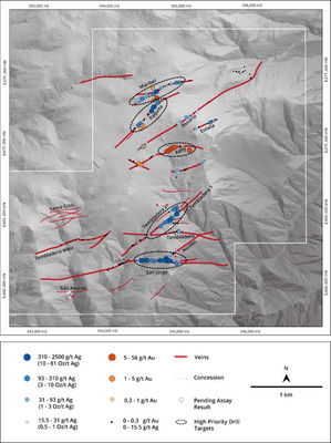 Figure 2 – All Channel Sample Gold and Silver Assays Collected at Santas Gloria Jose Silver Property (CNW Group/Mantaro Precious Metals Corp.)
