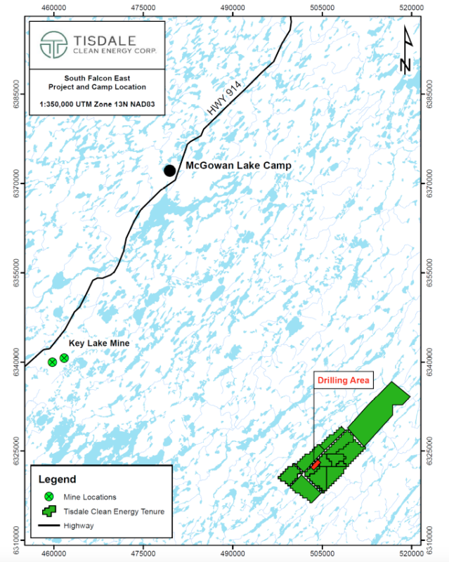 Figure 2: 2023 Drill Target areas at
the south Falcon East Uranium Project