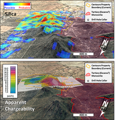 Figures 2 & 3: Oblique view of the Centauro Property from the northwest (CNW Group/Southern Empire Resources Corp.)
