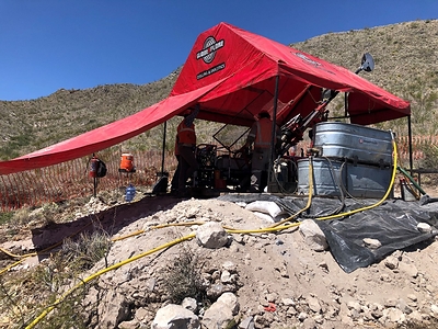Figure 1. Globexplore Drilling SA at the Jemi REE Project, Coahuila Mexico. (CNW Group/Monumental Minerals Corp.)