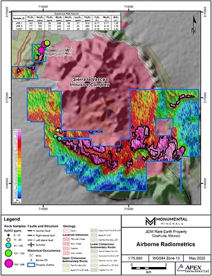 Figure 1. Jemi HREE Project airborne radiometric anomalies. (CNW Group/Monumental Minerals Corp.)