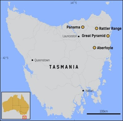 Figure 1: Location of the Company’s projects in the mining friendly jurisdiction of Tasmania (CNW Group/TinOne Resources Corp.)