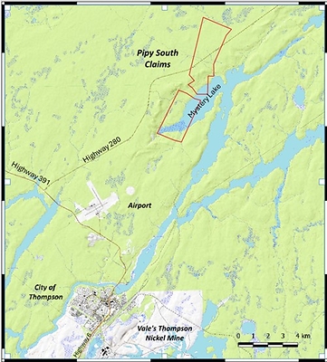 Figure 2: Pipy South Property Location and Infrastructure (CNW Group/Nican Ltd.)