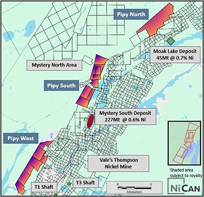 Figure 1: NiCAN’s Pipy Properties in the Thompson Area, Manitoba (CNW Group/Nican Ltd.)