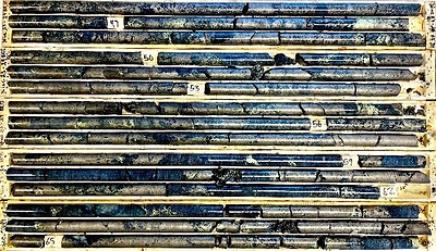 Figure 1. Diamond Drill Hole Wine 23-29 (45.2m-66.4m) Main Zone Mineralization (CNW Group/Nican Ltd.)