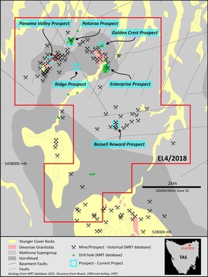 Figure 2: Panama project simplified geology, historical mines and prospects. (CNW Group/TinOne Resources Corp.)