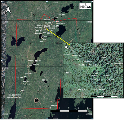 Figure 3: Historical Drill Hole Locations (CNW Group/Nican Ltd.)