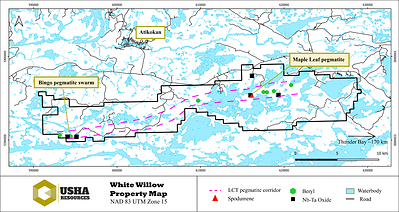 Map of the White Willow Project with the LCT-trend defined.