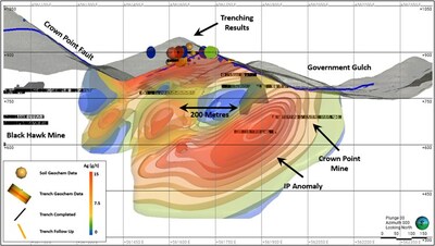 Figure 3 - Long section Crown Point workings and IP (CNW Group/Silver Valley Metals Corp.)