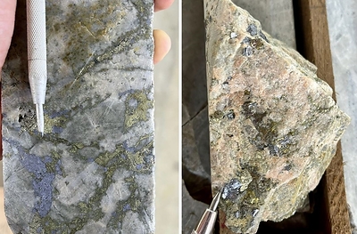 Photo 4: Core from the Mocoa porphyry copper-molybdenum project showing copper and molybdenum mineralization. (CNW Group/Libero Copper & Gold Corporation.)