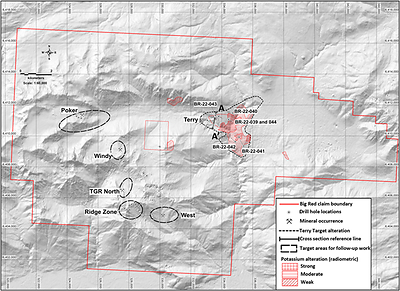 Figure 2: Drill hole locations and main mineral occurrences (CNW Group/Libero Copper & Gold Corporation.)