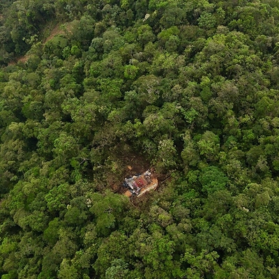 Photo 3 – aerial view of small footprint drill pad (CNW Group/Libero Copper & Gold Corporation.)