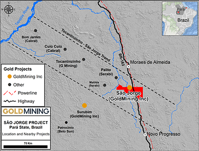 Figure 1 – Tapajós Gold District and location of the Project. (CNW Group/GoldMining Inc.)