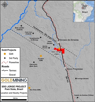 Figure 1 – Tapajos Gold District and location of São Jorge (CNW Group/GoldMining Inc.)