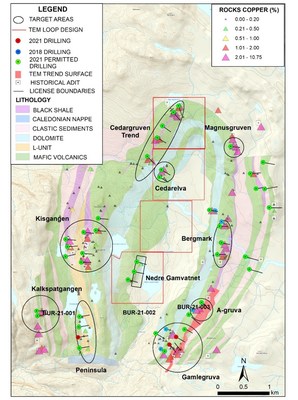 Figure 1.  Location of permitted exploration activities at the Burfjord Project, northern Norway. (CNW Group/Norden Crown Metals Corp.)