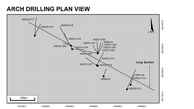 Figure 2: Plan map of Arch drillhole locations (CNW Group/Nickel Creek Platinum Corp.)